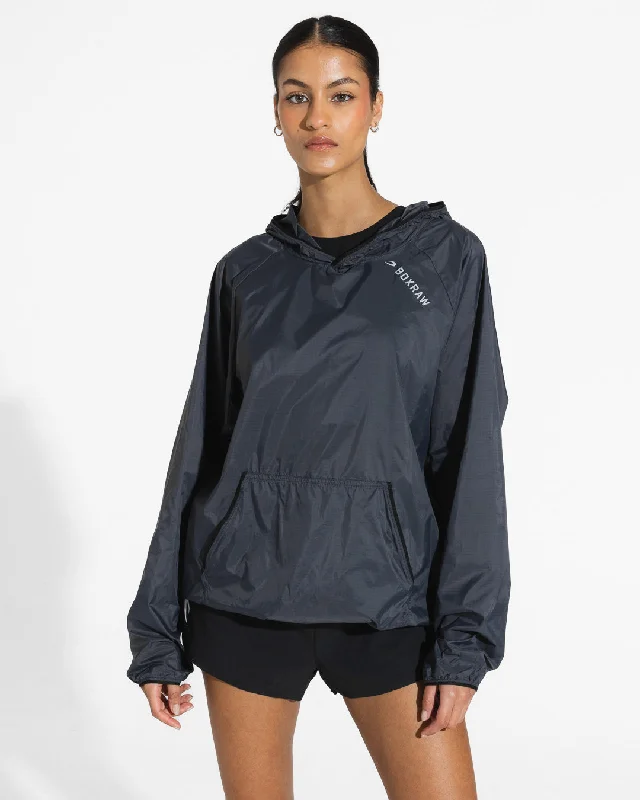 Genaro Oversized Windbreaker Hoodie - Charcoal