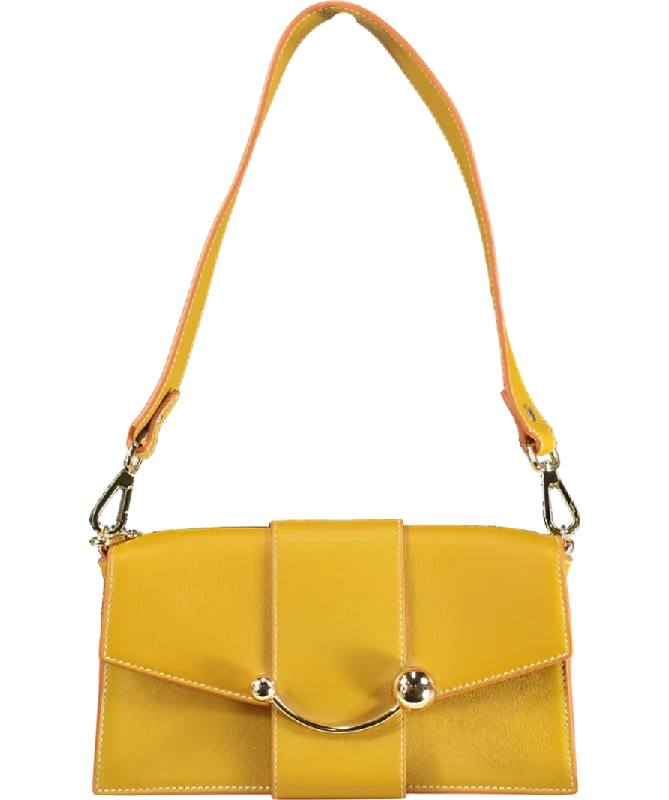 Strathberry Yellow Mini Crescent Shoulder Handbag 100% Leather