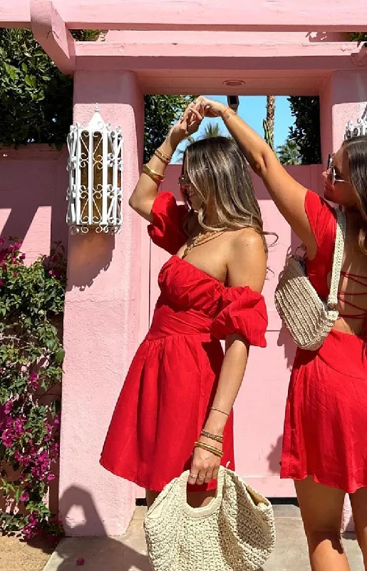 Love Lost Off The Shoulder Red Mini Dress