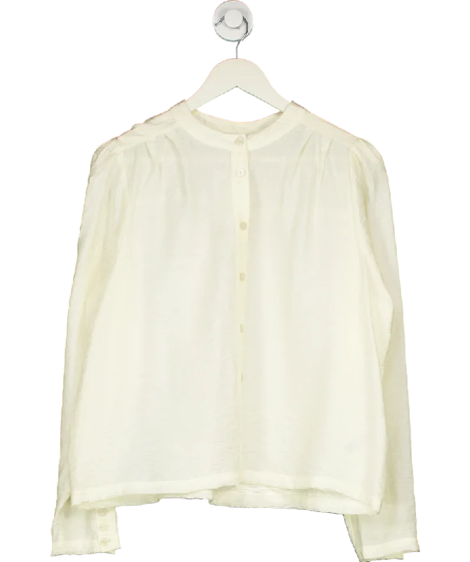 Oliver Bonas White Textured Striped Sheer Blouse UK 14