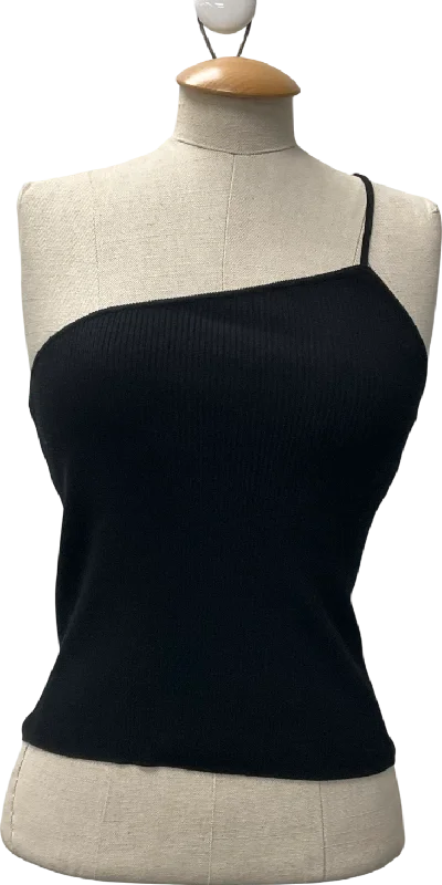 ZARA Black Asymmetric Tank Top UK S