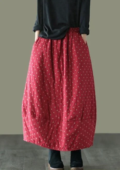 Women Loose Polka Dot Padded Skirts Ladies Vintage Elastic Waist Skirt Female Cotton Linen Winter Skirts 2021