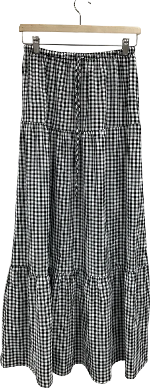 boohoo Black Gingham Maxi Skirt UK 10