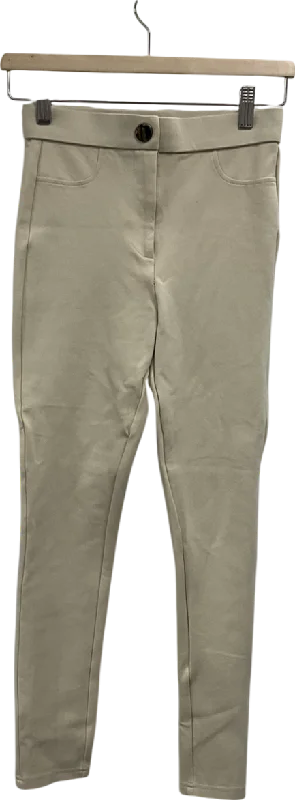 ZARA Cream Straight Leg Soft Trousers UK XS