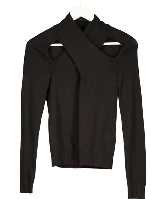 Donna Karan Black Cross Neck Top UK 6