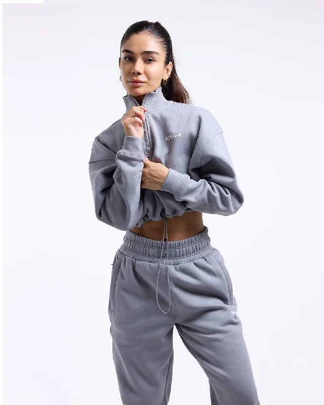 Johnson Cropped 1/4 Zip - Grey