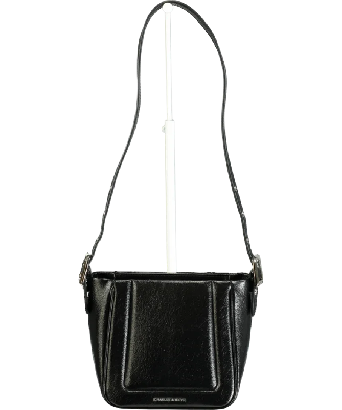 Charles & Keith Black Petra Boxy Bucket Bag