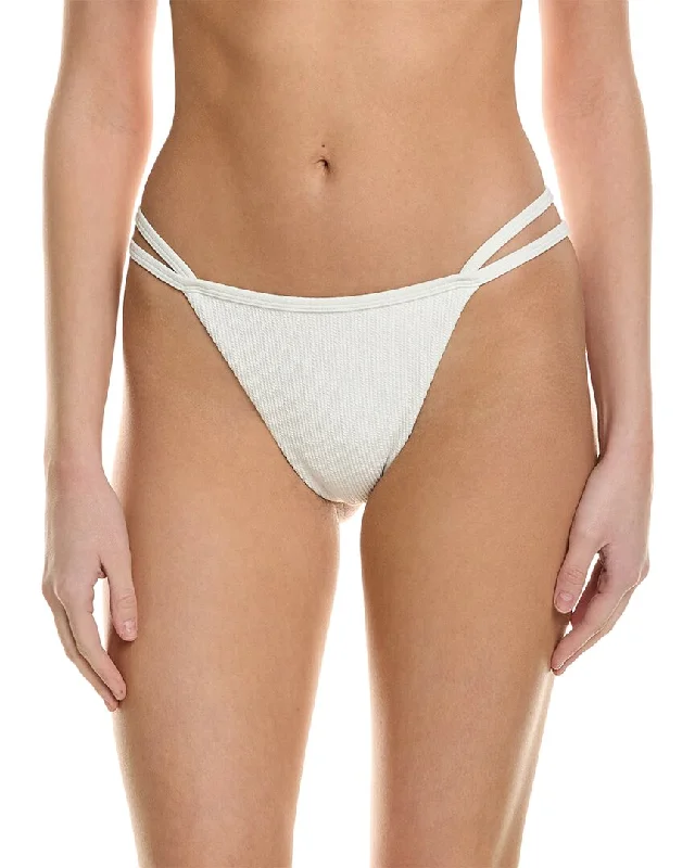 SIMKHAI Carolyn Textured Low-Cut Strappy Bikini Bottom