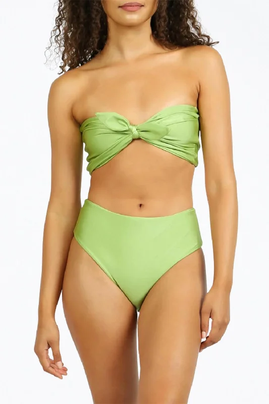 Belize Strapless Bandeau Bikini Top In Shine Kiwi