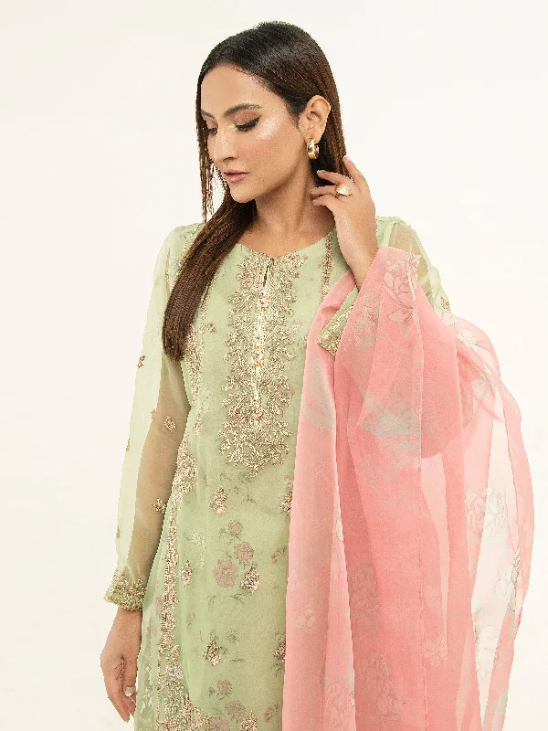 3 Piece Organza Suit-Embroidered (Pret)