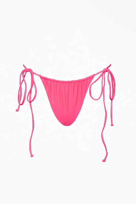 Barbados Ruched String Bikini Bottom In Eco Watermelon