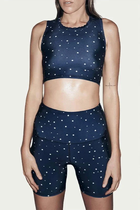 Betty Crop Swim Top In Navy Star