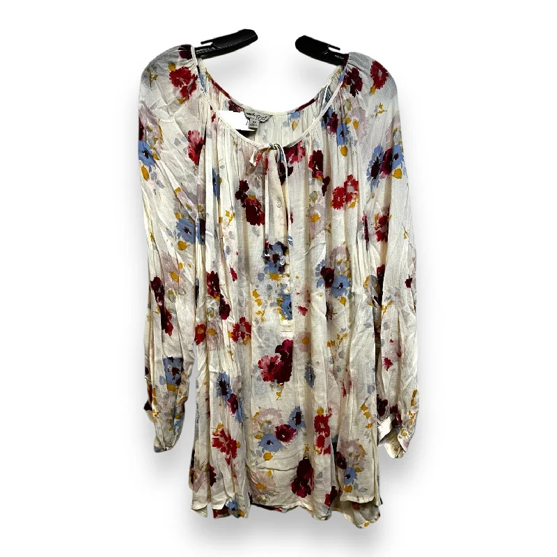 Top Long Sleeve By Lucky Brand In Floral Print, Size: 3x