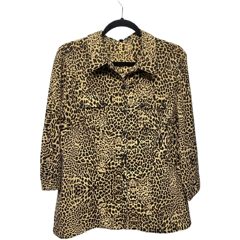 Top Long Sleeve By Notations In Animal Print, Size: L