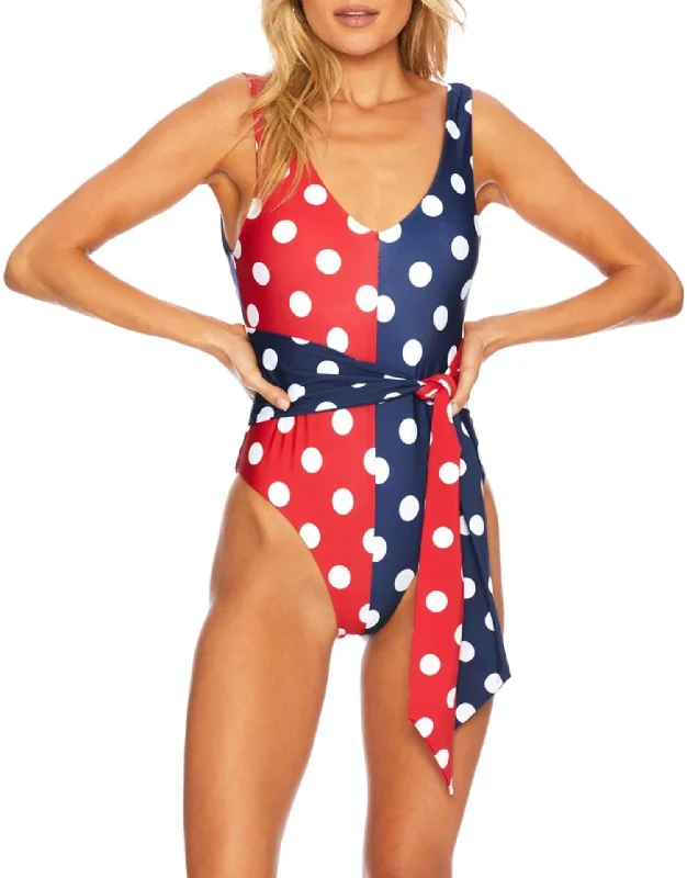 Samira One Piece In Patriotic Polka Dot