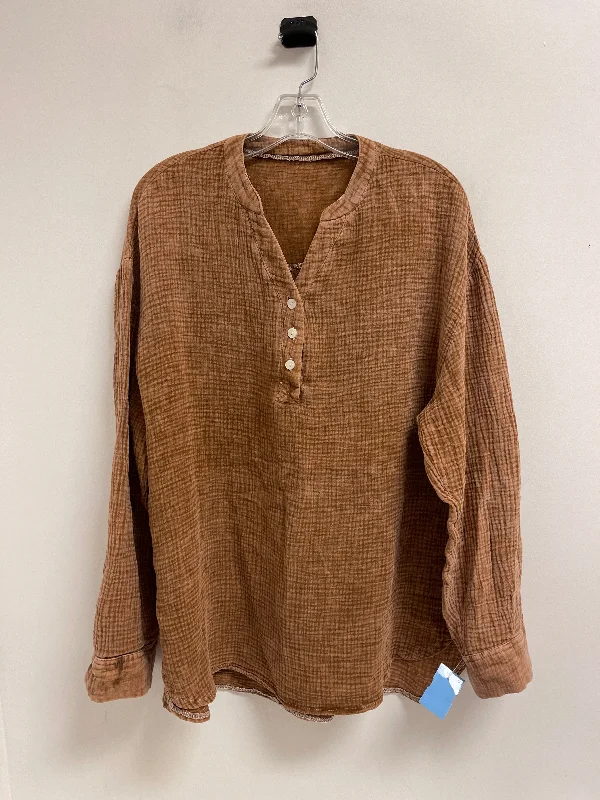 Top Long Sleeve By 1.state In Brown, Size: Xl