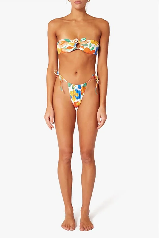 Ring Bandeau Bikini Top In Pearl Multi Abstract Floral