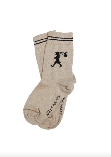 Karen Walker Runaway Girl Ankle Sock - Oatmeal Marle/ Black