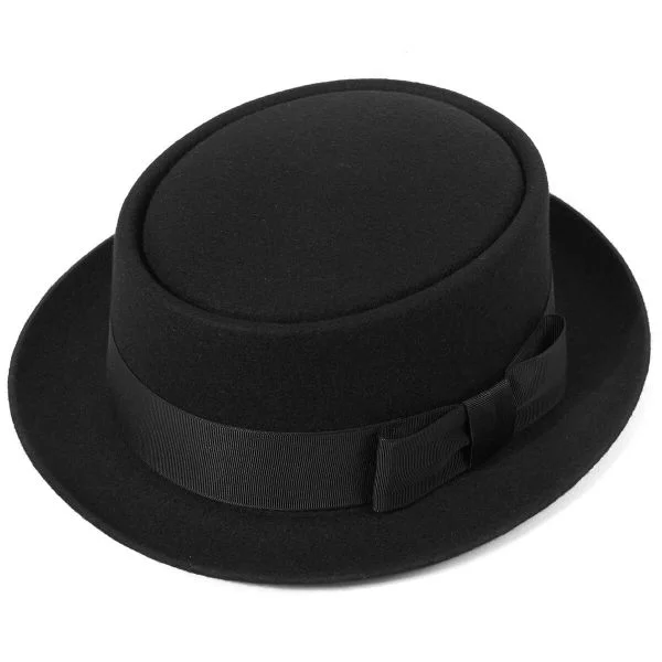 Pork Pie Wool Felt Hat - Black