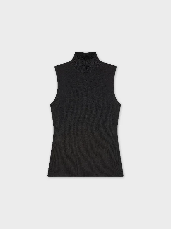 SLEEVELESS MOCK TURTLENECK-BLACK