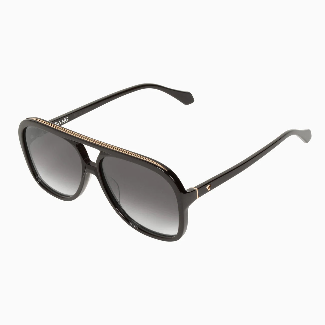 Valley Eyewear Bang - Gloss Black with Matte Black Metal Trim Gradient Lense