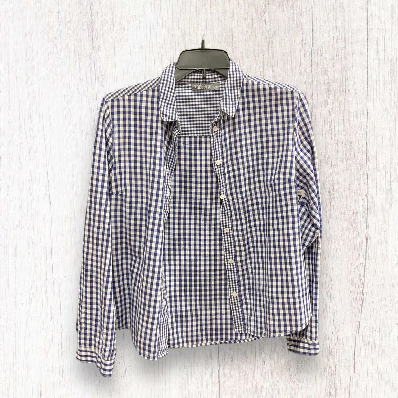 Checkered Pattern Blouse Long Sleeve Top Shop, Size S