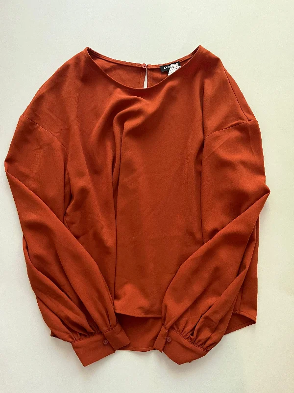 Orange Blouse Long Sleeve Express, Size M