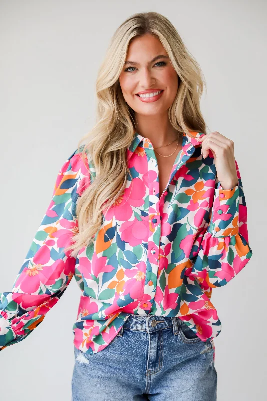 FINAL SALE - Purely Perfection Pink Floral Button-Up Blouse