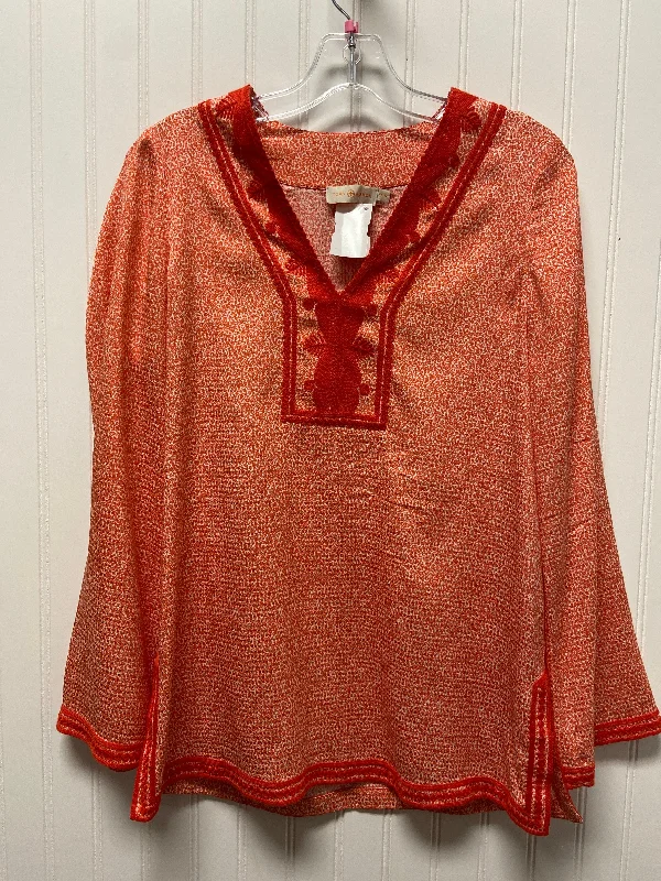 Red Blouse Long Sleeve Tory Burch, Size Xs