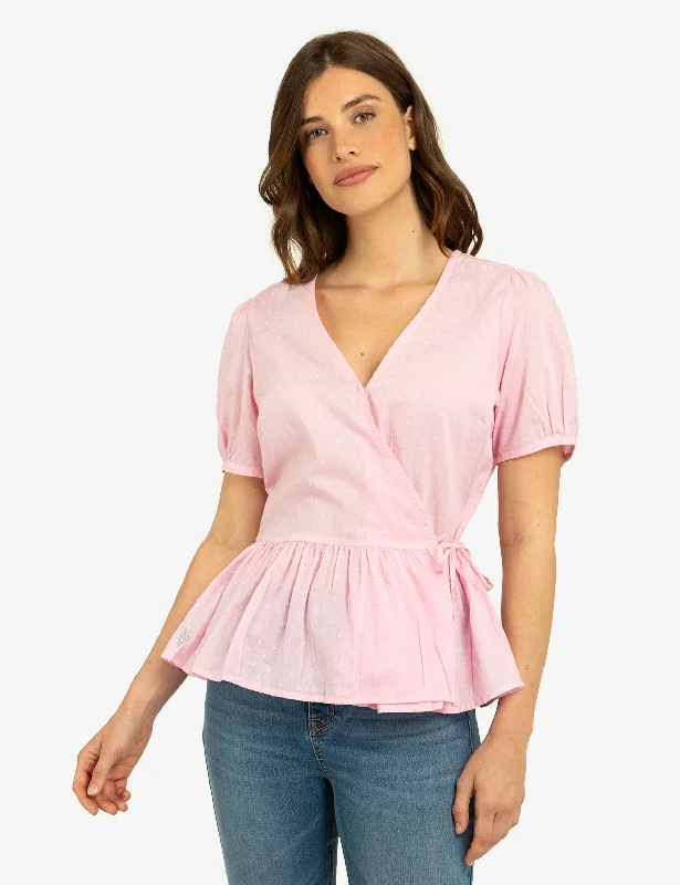 SHORT SLEEVE SURPLICE TOP